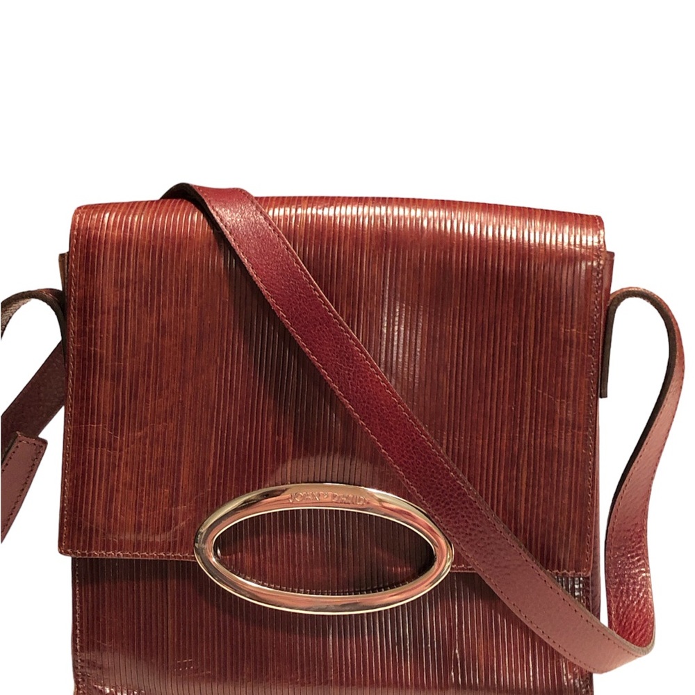 Joan & David Crossbody Infantry Case Cognac Genuine Leather Vintage